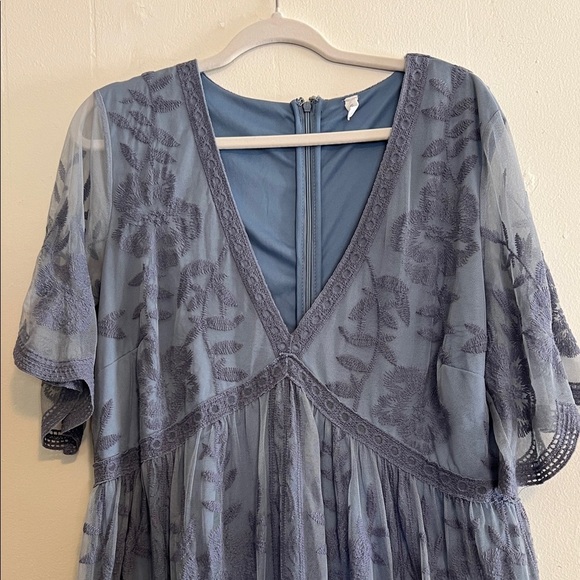 Pinkblush Blue Sheer Maxi Dress - Picture 2 of 5